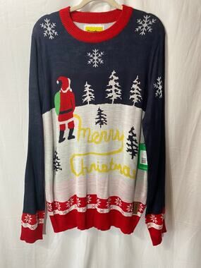 NWT Tipsy Elves Men's Yellow Snow Santa Ugly Christmas Sweater XL
